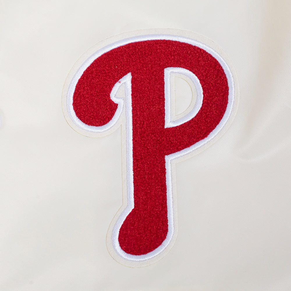 MLB PHILADELPHIA PHILLIES SOUVENIR MEN'S SATIN JACKET (EGGSHELL)