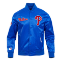 MLB PHILADELPHIA PHILLIES SOUVENIR MEN'S SATIN JACKET (ROYAL BLUE)