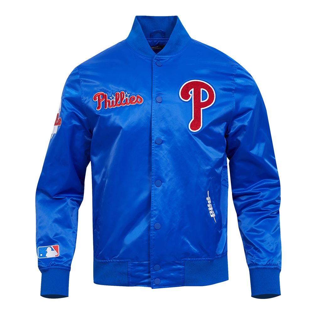 MLB PHILADELPHIA PHILLIES SOUVENIR MEN'S SATIN JACKET (ROYAL BLUE)