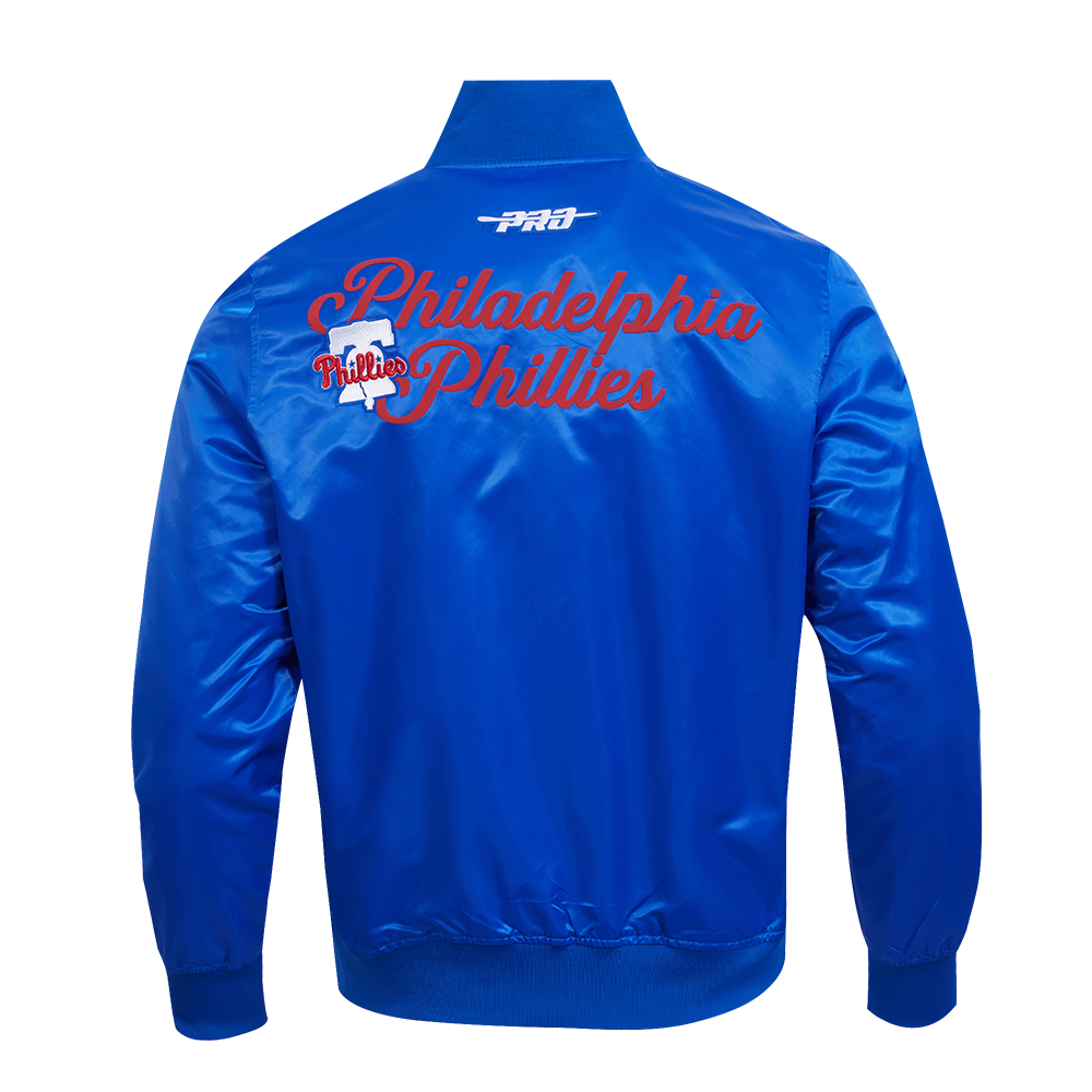 MLB PHILADELPHIA PHILLIES SOUVENIR MEN'S SATIN JACKET (ROYAL BLUE)