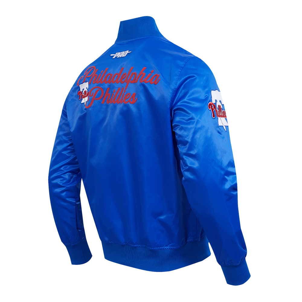 MLB PHILADELPHIA PHILLIES SOUVENIR MEN'S SATIN JACKET (ROYAL BLUE)