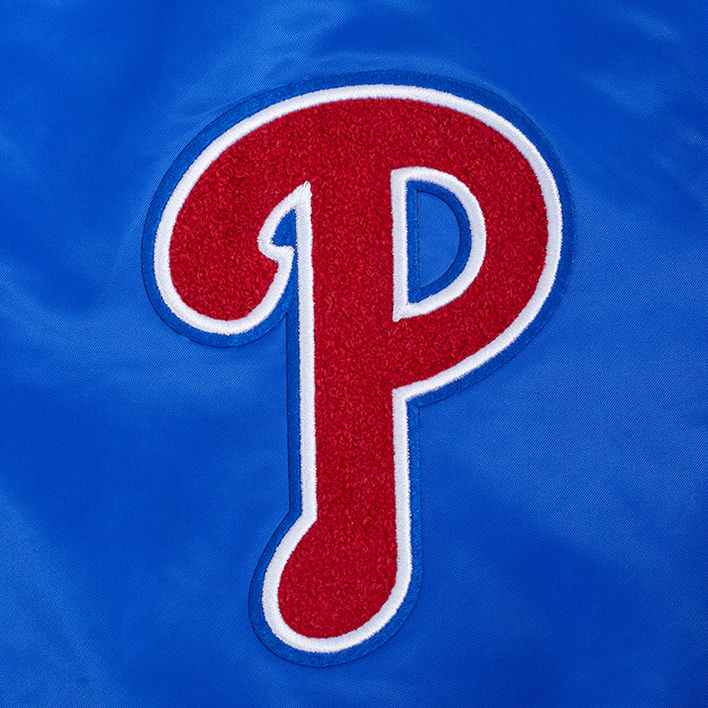 MLB PHILADELPHIA PHILLIES SOUVENIR MEN'S SATIN JACKET (ROYAL BLUE)
