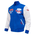 MLB PHILADELPHIA PHILLIES CITY ARCH MEN'S WOOL VARSITY JACKET (ROYAL BLUE/WHITE)