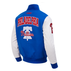 MLB PHILADELPHIA PHILLIES CITY ARCH MEN'S WOOL VARSITY JACKET (ROYAL BLUE/WHITE)