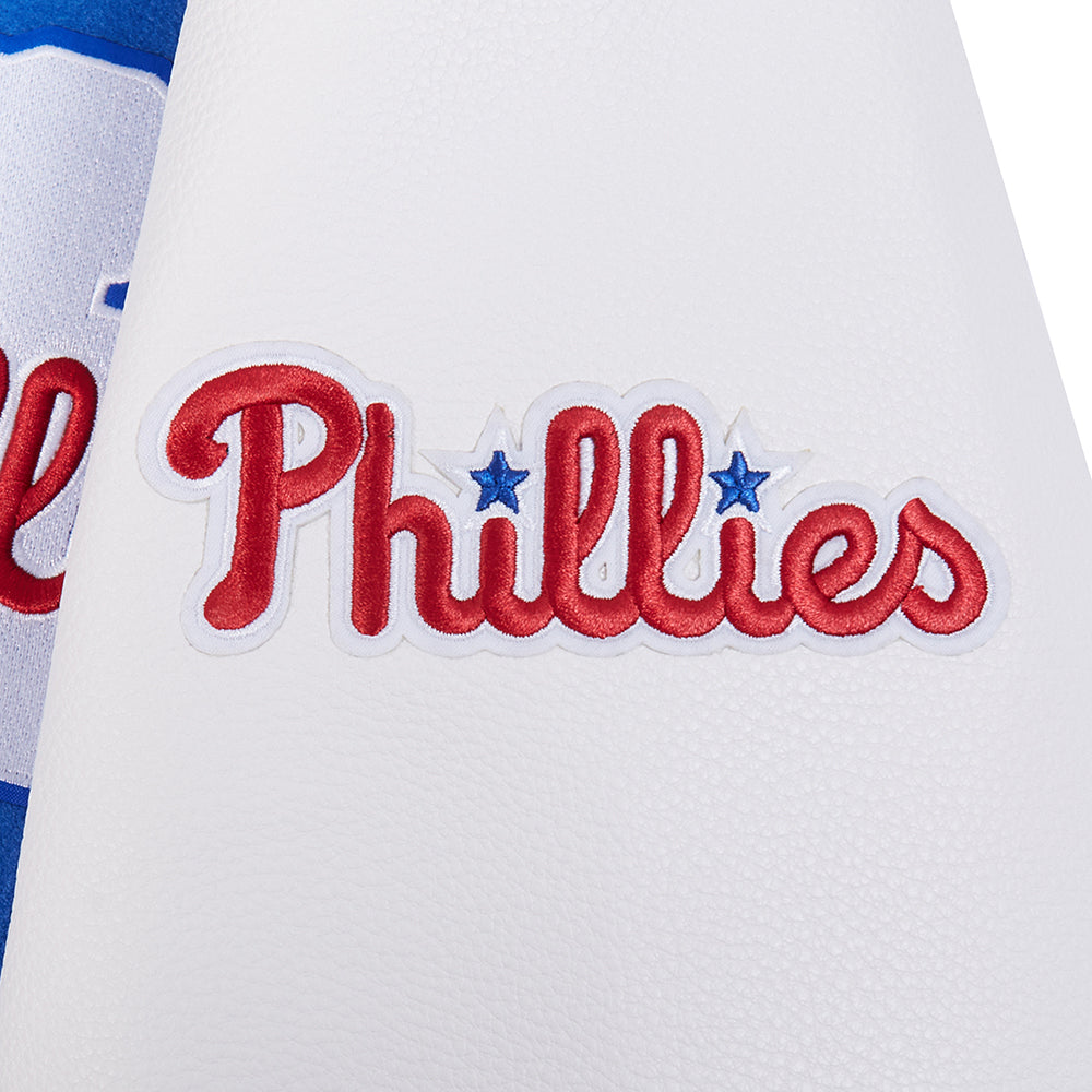 MLB PHILADELPHIA PHILLIES CITY ARCH MEN'S WOOL VARSITY JACKET (ROYAL BLUE/WHITE)