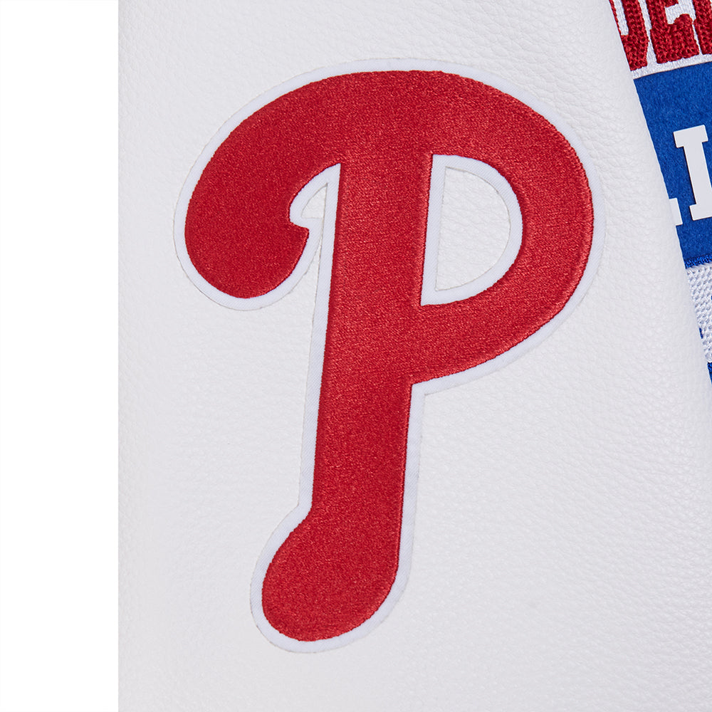 MLB PHILADELPHIA PHILLIES CITY ARCH MEN'S WOOL VARSITY JACKET (ROYAL BLUE/WHITE)