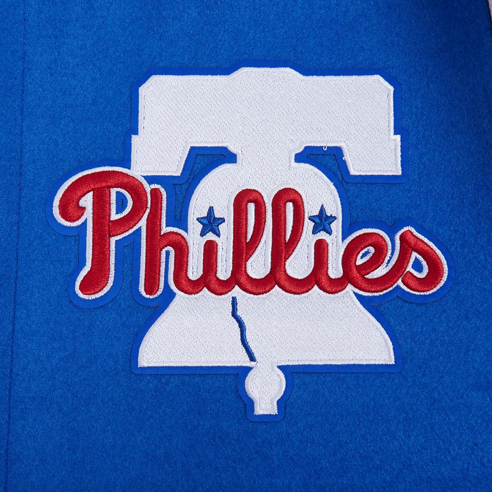 MLB PHILADELPHIA PHILLIES CITY ARCH MEN'S WOOL VARSITY JACKET (ROYAL BLUE/WHITE)