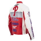MLB PHILADELPHIA PHILLIES MEN'S MOTO JACKET (EGGSHELL/ RED)
