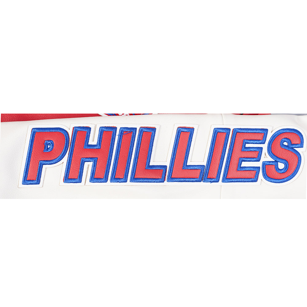 MLB PHILADELPHIA PHILLIES MEN'S MOTO JACKET (EGGSHELL/ RED)