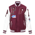 MLB PHILADELPHIA PHILLIES MASH UP VESTE UNIVERSITAIRE EN LAINE CÔTELÉE RÉTRO POUR HOMME (LIE-DE-VIN/BLANC)