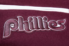 MLB PHILADELPHIA PHILLIES MASH UP VESTE UNIVERSITAIRE EN LAINE CÔTELÉE RÉTRO POUR HOMME (LIE-DE-VIN/BLANC)