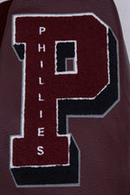 MLB PHILADELPHIA PHILLIES OLD ENGLISH BLOUSON COLLÉGIAL POUR HOMME (COQUILLE D'ŒUF/LIE-DE-VIN)
