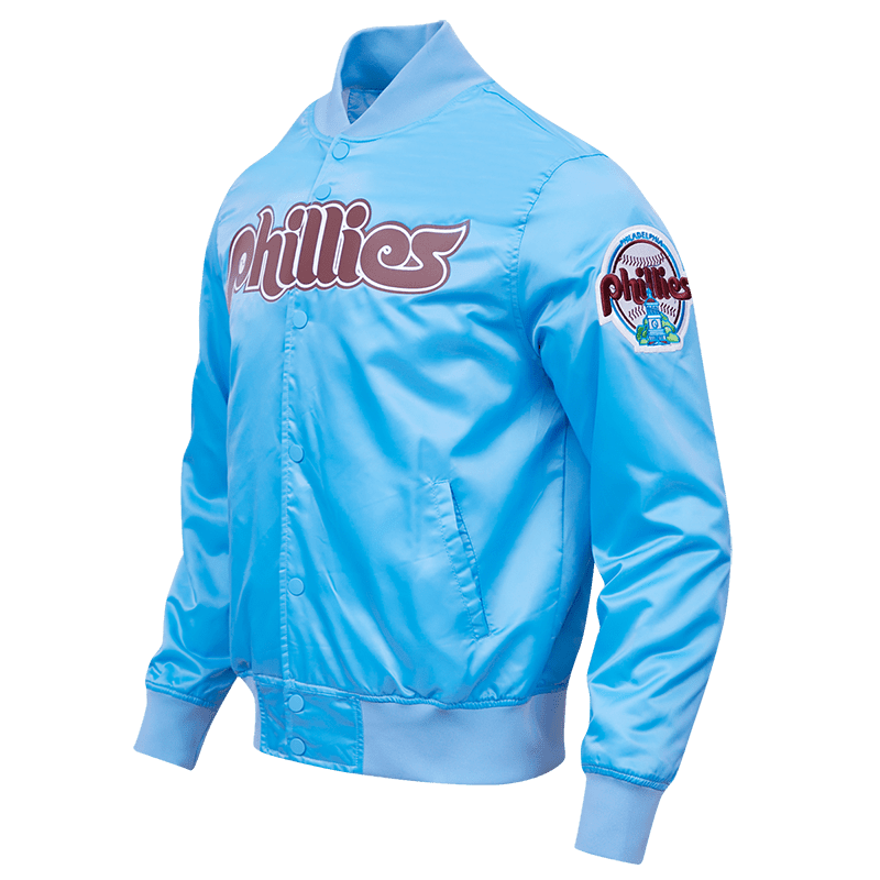 MLB PHILADELPHIA PHILLIES RETRO BIG LOGO MEN'S SATIN JACKET (UNIVERSITY BLUE)