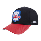 MLB PHILADELPHIA PHILLIES DIY PICK STITCH LEATHER PINCH FRONT STRAPBACK (BLACK)