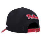 MLB PHILADELPHIA PHILLIES DIY PICK STITCH LEATHER PINCH FRONT STRAPBACK (BLACK)