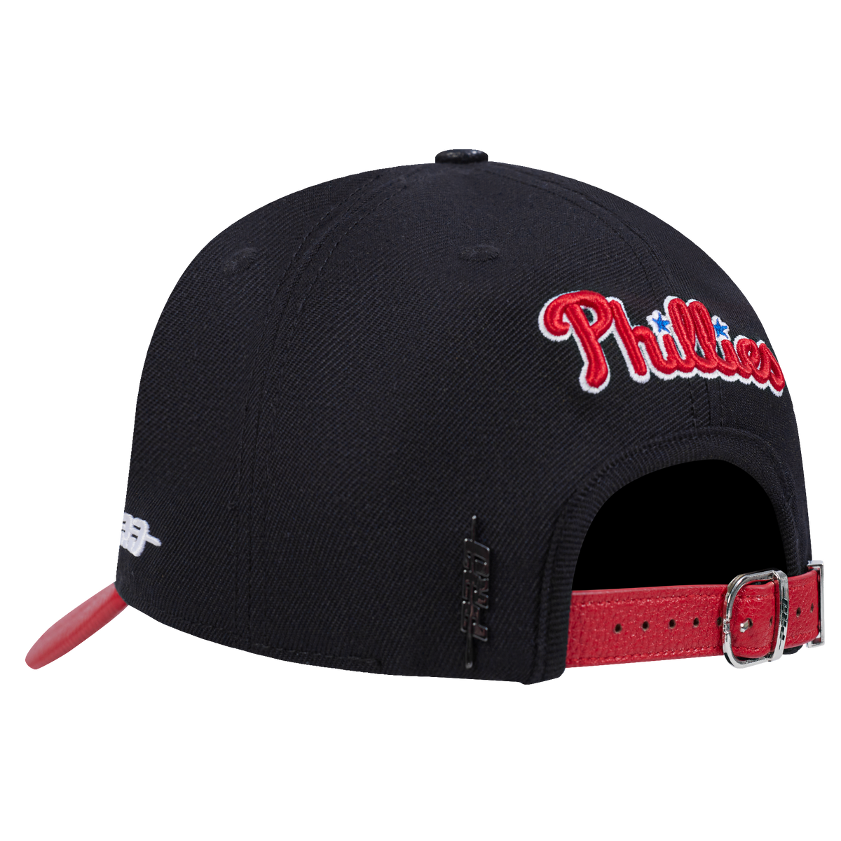 MLB PHILADELPHIA PHILLIES DIY PICK STITCH LEATHER PINCH FRONT STRAPBACK (BLACK)