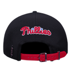 MLB PHILADELPHIA PHILLIES DIY PICK STITCH LEATHER PINCH FRONT STRAPBACK (BLACK)