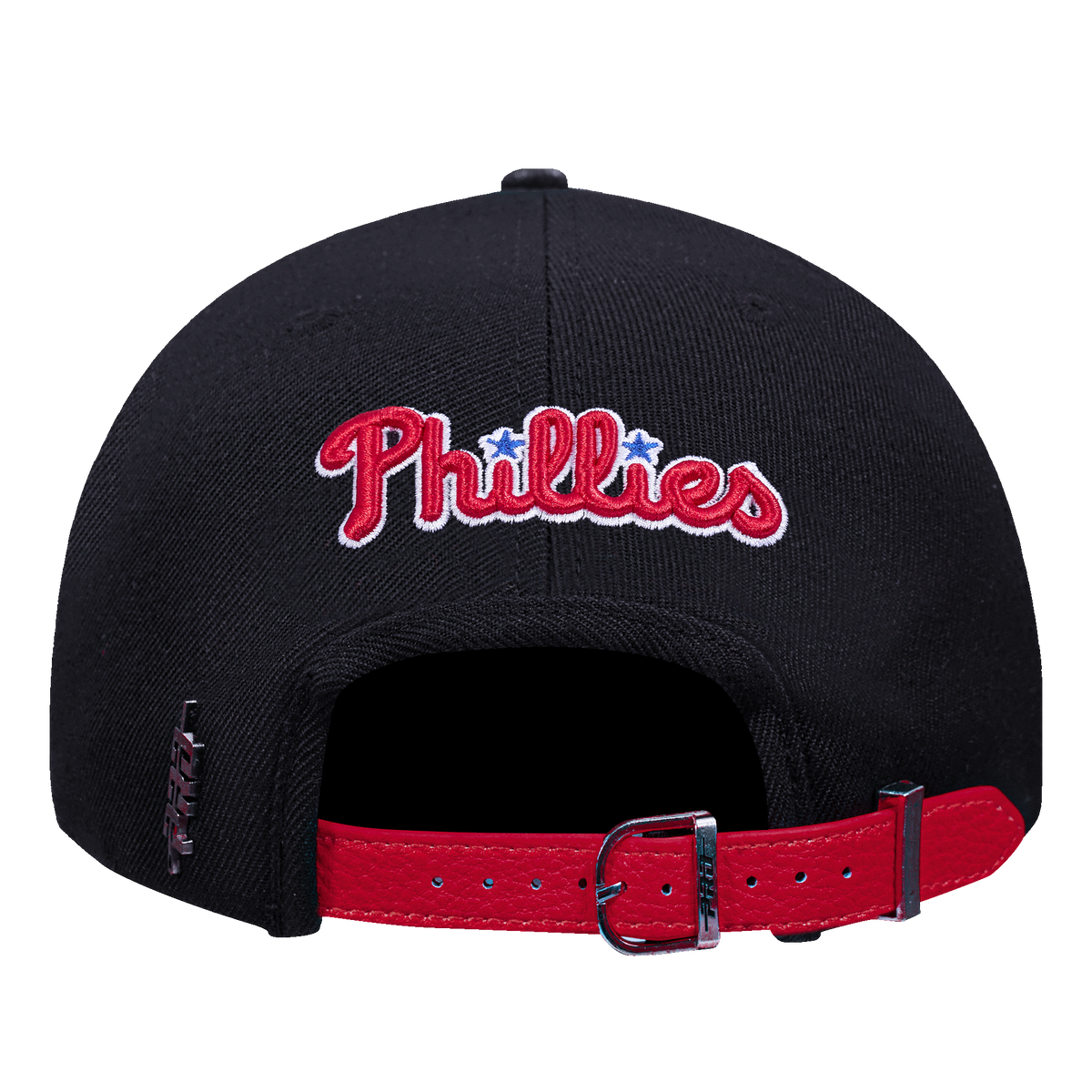 MLB PHILADELPHIA PHILLIES DIY PICK STITCH LEATHER PINCH FRONT STRAPBACK (BLACK)