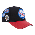 MLB PHILADELPHIA PHILLIES DIY PICK STITCH LEATHER PINCH FRONT STRAPBACK (BLACK)