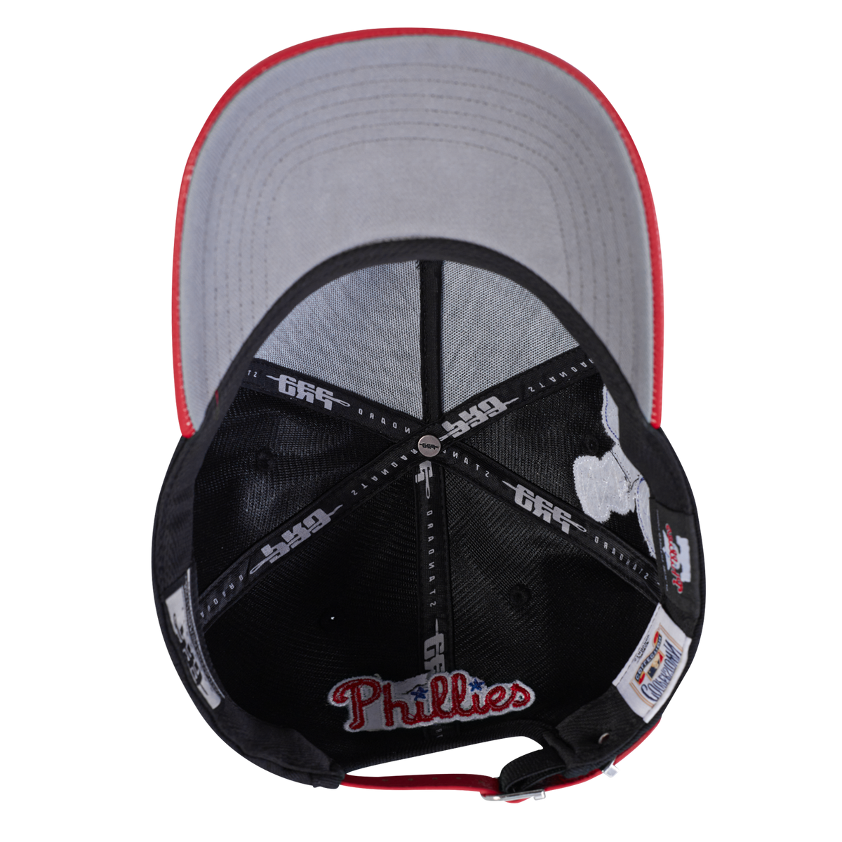 MLB PHILADELPHIA PHILLIES DIY PICK STITCH LEATHER PINCH FRONT STRAPBACK (BLACK)