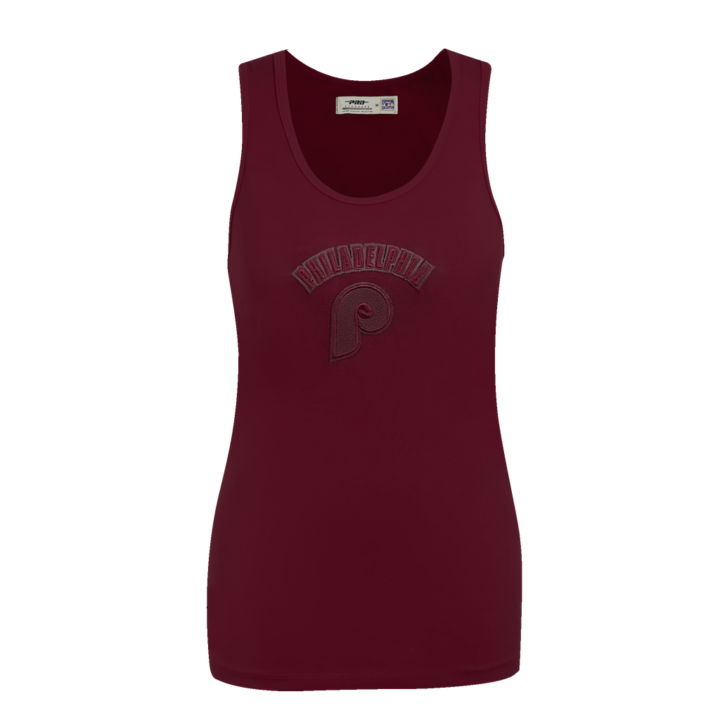 MLB PHILADELPHIA PHILLIES TRIPLE TONAL RELAXED FIT WOMEN'S RACERBACK (WINE)