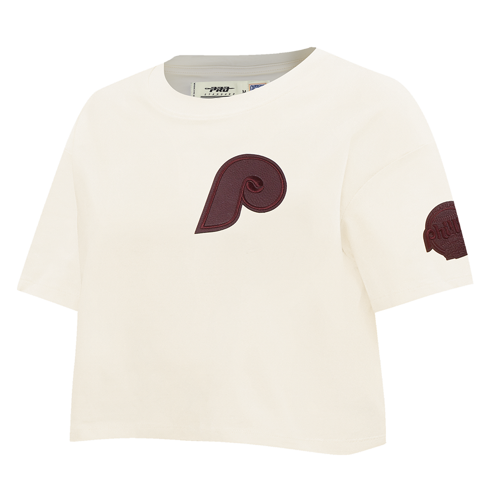 MLB PHILADELPHIA PHILLIES TRIPLE TONAL SINGLE JERSEY BOXY WOMEN'S TEE (EGGSHELL)