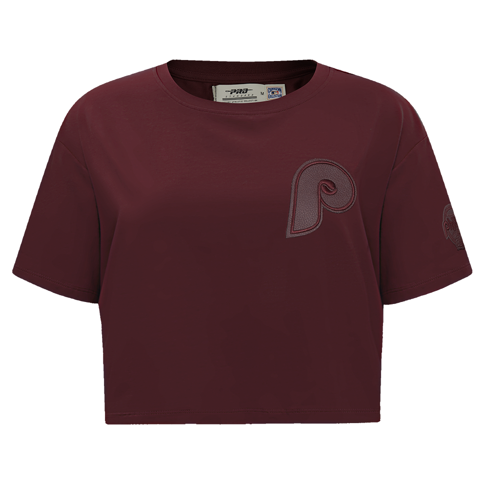 MLB PHILADELPHIA PHILLIES TRIPLE TONAL SINGLE JERSEY BOXY WOMEN'S TEE (WINE)
