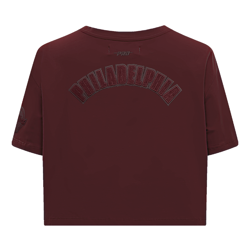 MLB PHILADELPHIA PHILLIES TRIPLE TONAL SINGLE JERSEY BOXY WOMEN'S TEE (WINE)