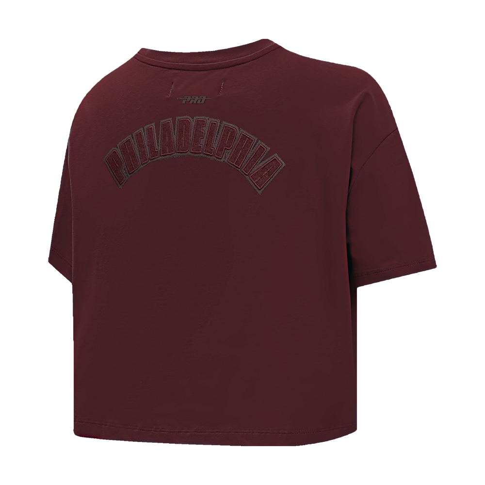MLB PHILADELPHIA PHILLIES TRIPLE TONAL SINGLE JERSEY BOXY WOMEN'S TEE (WINE)
