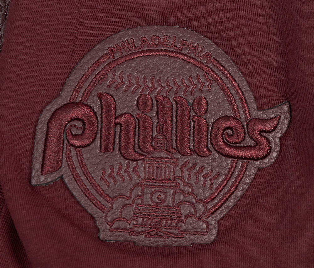 MLB PHILADELPHIA PHILLIES TRIPLE TONAL SINGLE JERSEY BOXY WOMEN'S TEE (WINE)