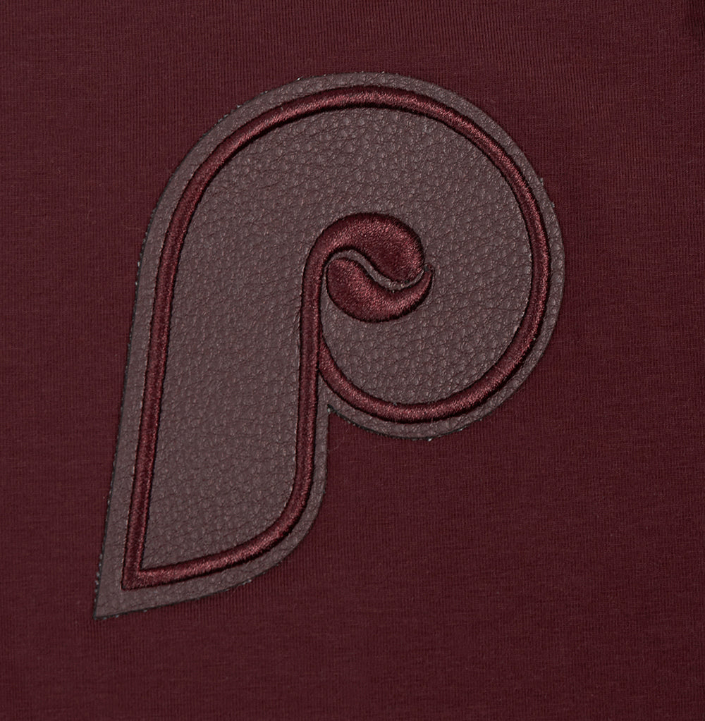 MLB PHILADELPHIA PHILLIES TRIPLE TONAL SINGLE JERSEY BOXY WOMEN'S TEE (WINE)