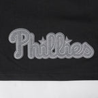 MLB PHILADELPHIA PHILLIES REVERSE FRENCH TERRY HAUT EN JERSEY SIMPLE À COUPE CARRÉE POUR FEMME (NOIR)