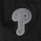 MLB PHILADELPHIA PHILLIES REVERSE FRENCH TERRY HAUT EN JERSEY SIMPLE À COUPE CARRÉE POUR FEMME (NOIR)