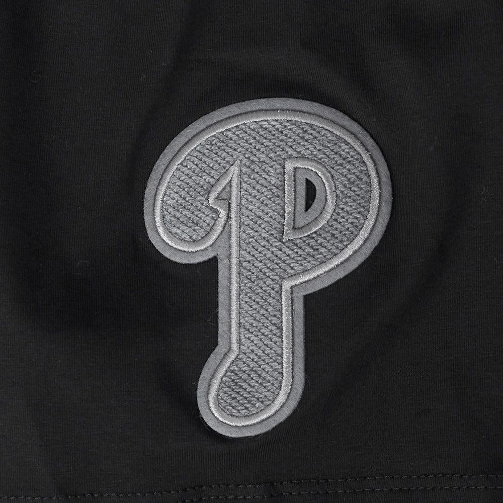 MLB PHILADELPHIA PHILLIES REVERSE FRENCH TERRY HAUT EN JERSEY SIMPLE À COUPE CARRÉE POUR FEMME (NOIR)