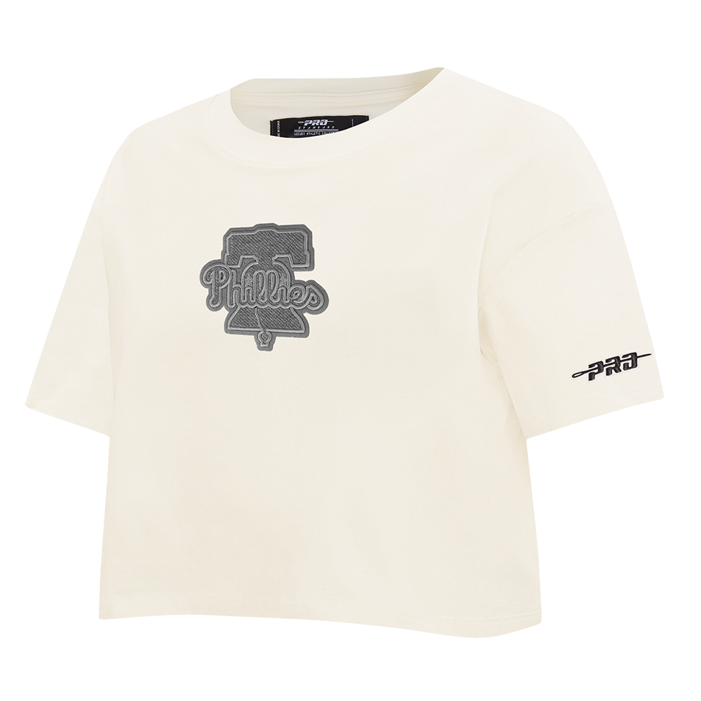 MLB PHILADELPHIA PHILLIES REVERSE FRENCH TERRY WOMEN'S SINGLE JERSEY BOXY TOP (EGGSHELL)