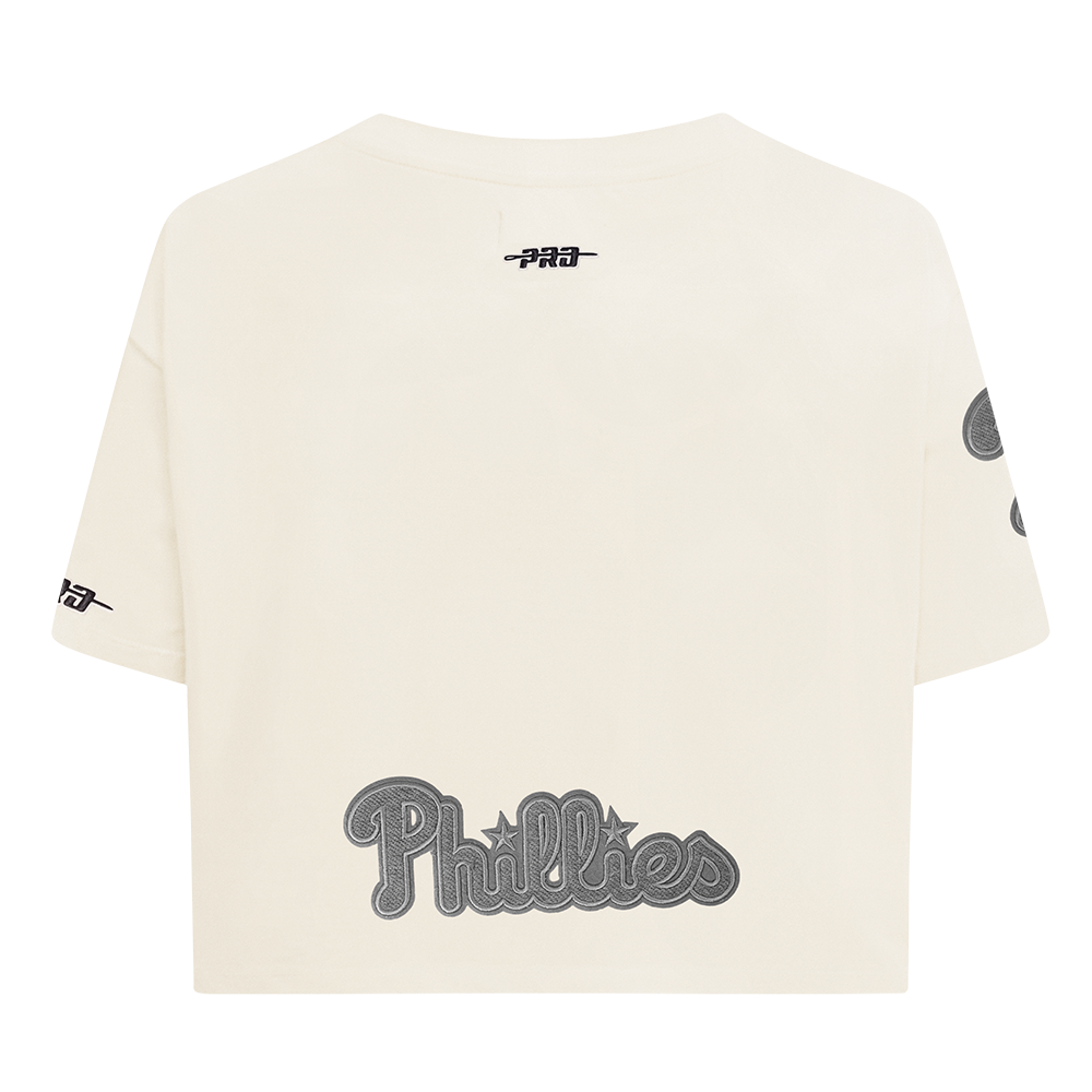 MLB PHILADELPHIA PHILLIES REVERSE FRENCH TERRY WOMEN'S SINGLE JERSEY BOXY TOP (EGGSHELL)
