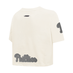 MLB PHILADELPHIA PHILLIES REVERSE FRENCH TERRY WOMEN'S SINGLE JERSEY BOXY TOP (EGGSHELL)