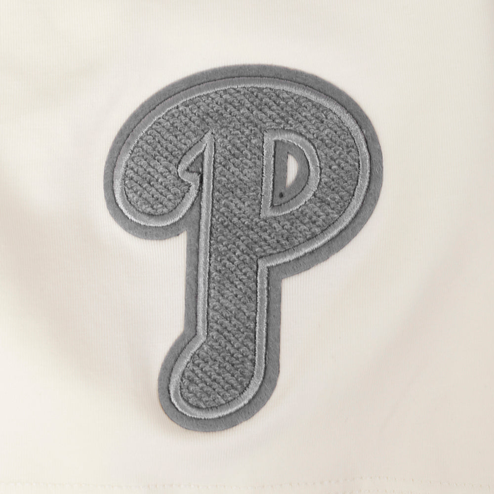 MLB PHILADELPHIA PHILLIES REVERSE FRENCH TERRY WOMEN'S SINGLE JERSEY BOXY TOP (EGGSHELL)