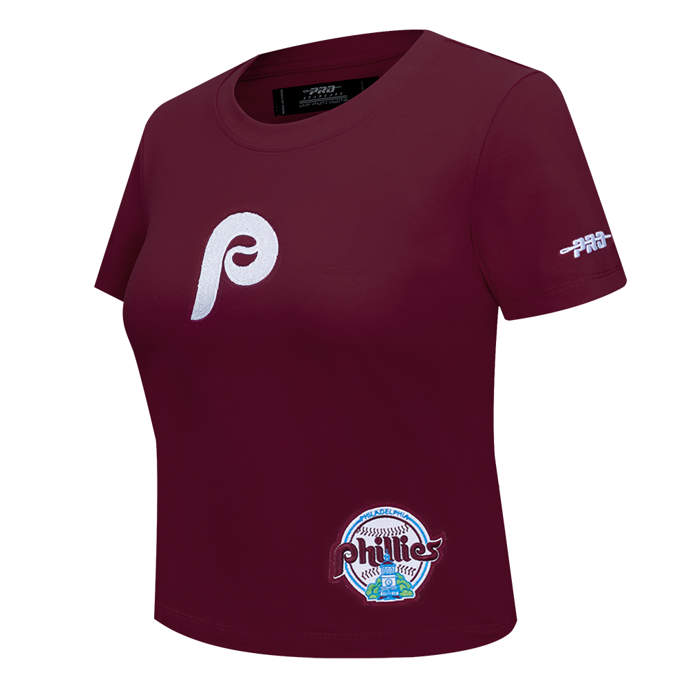 MLB PHILADELPHIA PHILLIES GAME DAY CLASSICS WOMEN'S SINGLE JERSEY BABY DOLL TOP (WINE)