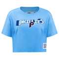 MLB PHILADELPHIA PHILLIES RETRO ELEVATION HAUT EN JERSEY SIMPLE À COUPE CARRÉE POUR FEMME (BLEU UNIVERSITÉ)
