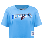 MLB PHILADELPHIA PHILLIES RETRO ELEVATION HAUT EN JERSEY SIMPLE À COUPE CARRÉE POUR FEMME (BLEU UNIVERSITÉ)