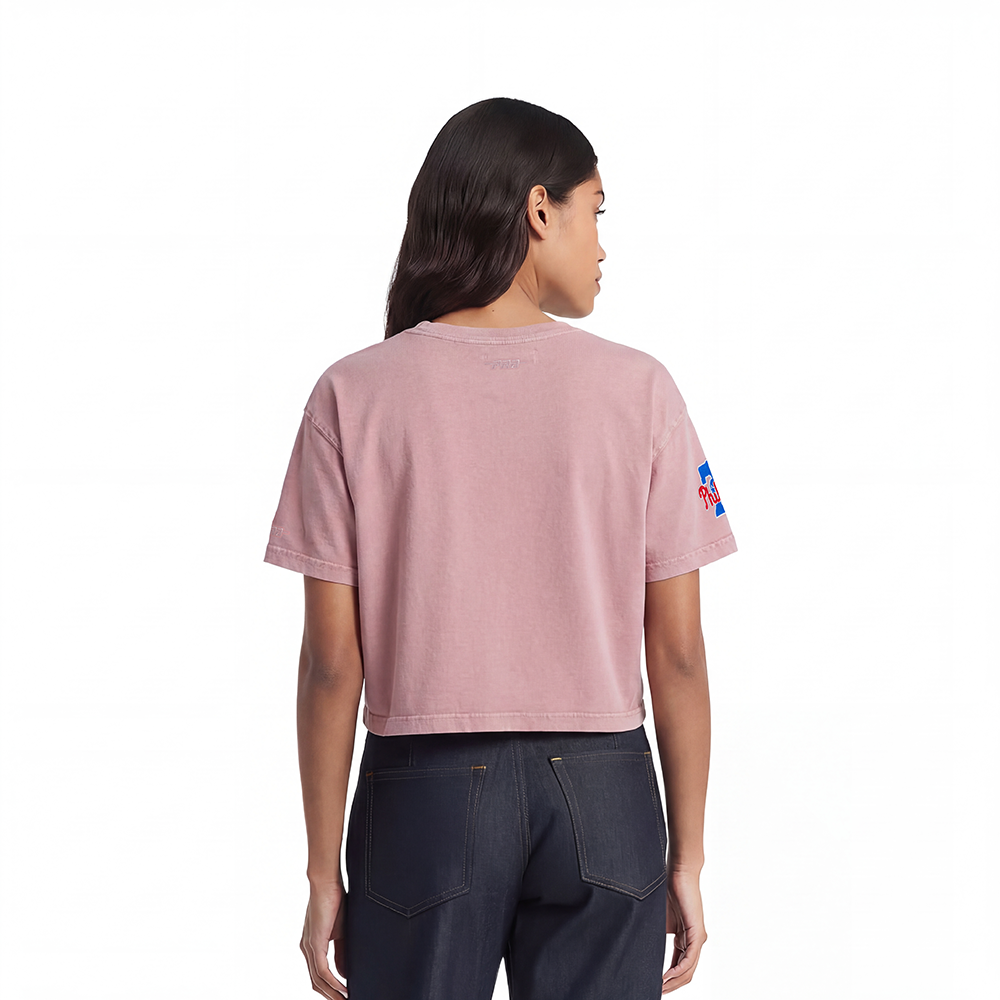 MLB PHILADELPHIA PHILLIES  WOMEN'S S/S BOXY TOP (WASHED MAUVE)