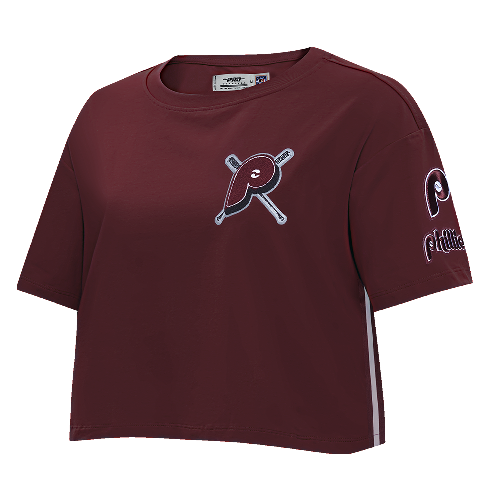 MLB PHILADELPHIA PHILLIES MASHUP WOMEN'S BOXY TOP (WINE)