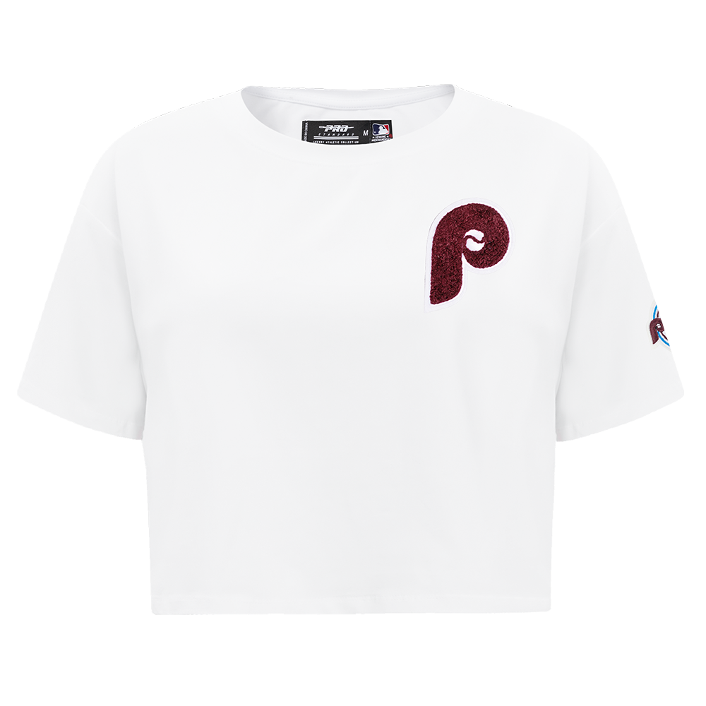 MLB PHILADELPHIA PHILLIES CLASSIC WOMEN'S BOXY TOP (WHITE)