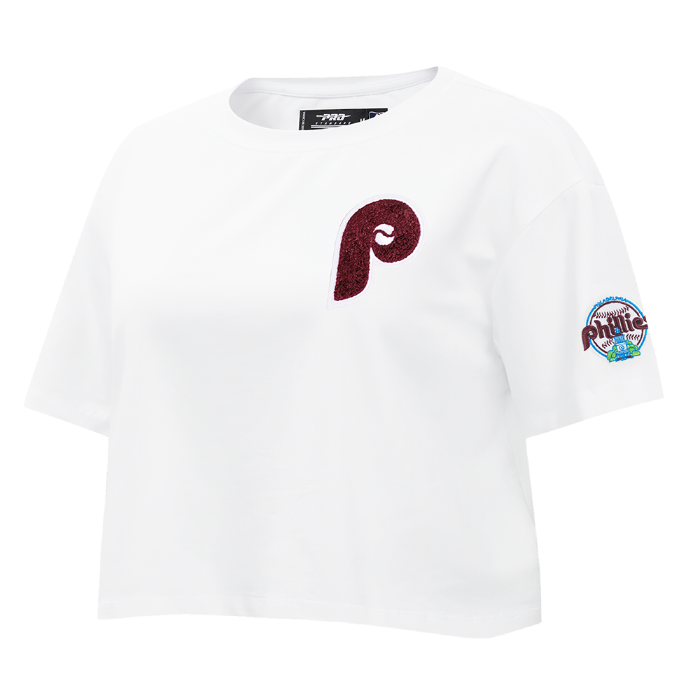 MLB PHILADELPHIA PHILLIES CLASSIC WOMEN'S BOXY TOP (WHITE)