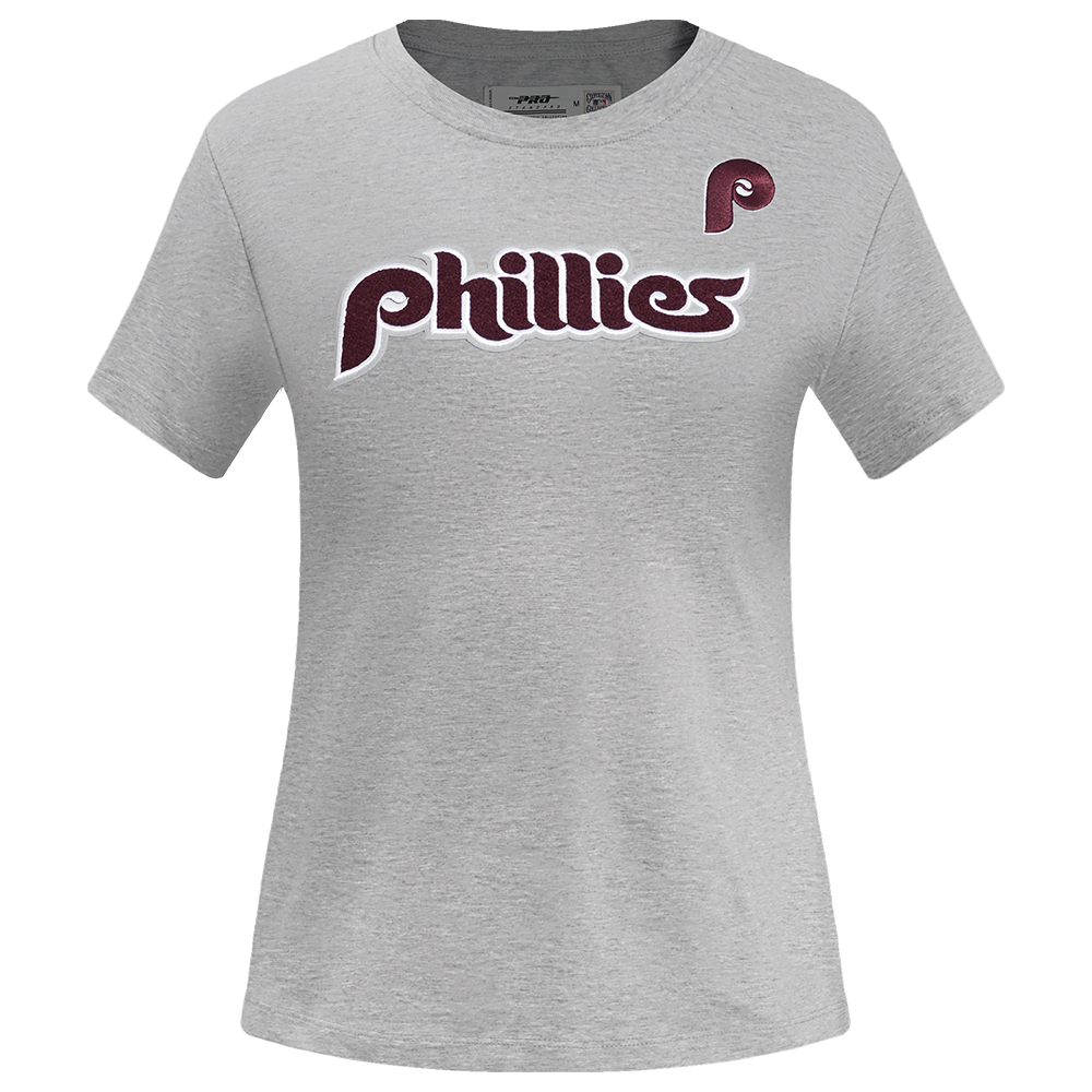 MLB PHILADELPHIA PHILLIES RETRO CLASSIC HAUT AJUSTÉ À MANCHES COURTES POUR FEMME (GRIS CHINÉ)