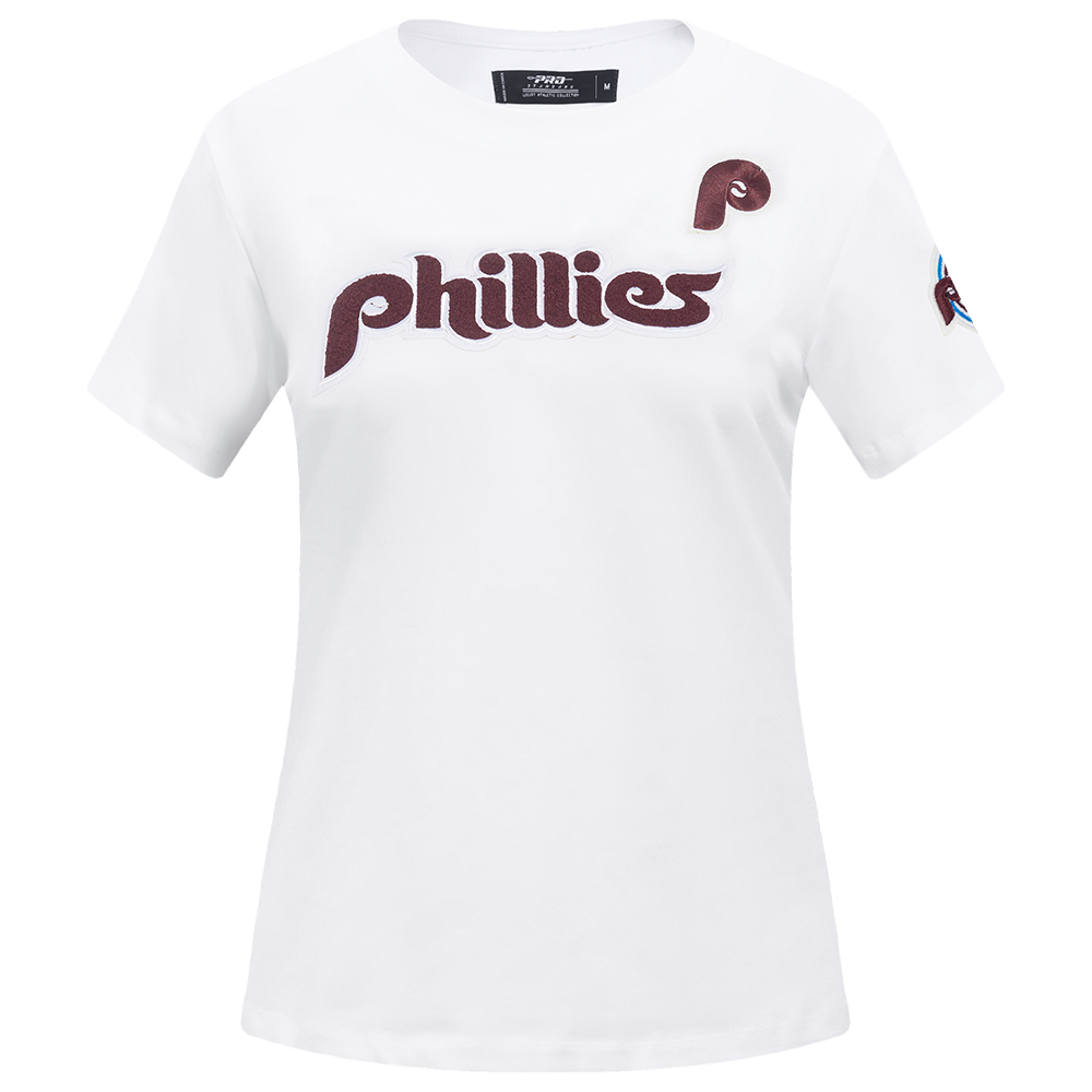 MLB PHILADELPHIA PHILLIES RETRO CLASSIC SHORT SLEEVE WOMEN'S SLIM FIT TOP (WHITE)
