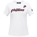 MLB PHILADELPHIA PHILLIES RETRO CLASSIC SHORT SLEEVE WOMEN'S SLIM FIT TOP (WHITE)