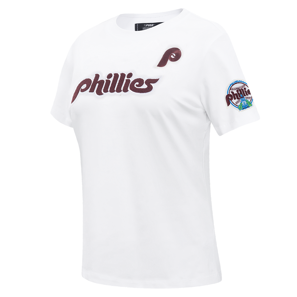 MLB PHILADELPHIA PHILLIES RETRO CLASSIC SHORT SLEEVE WOMEN'S SLIM FIT TOP (WHITE)