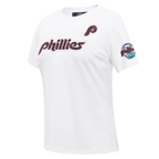 MLB PHILADELPHIA PHILLIES RETRO CLASSIC SHORT SLEEVE WOMEN'S SLIM FIT TOP (WHITE)